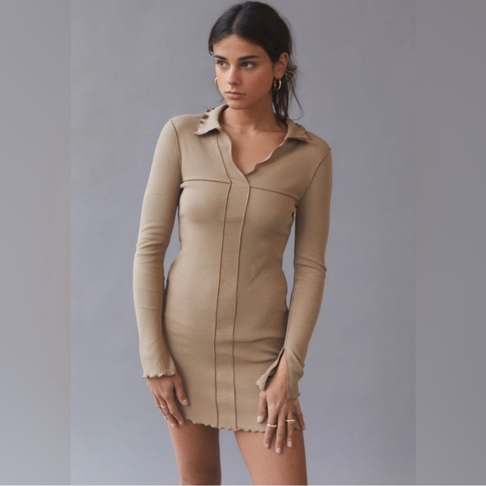 Urban Outfitters Women’s Sadafi Seamed Collared Mini Dress Long Sleeve Size S